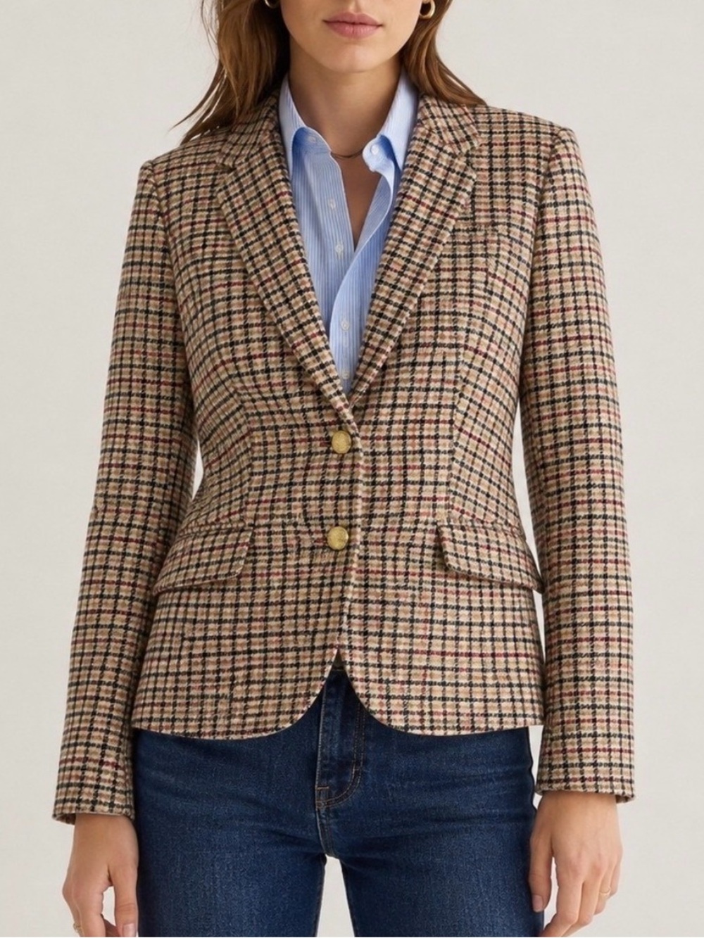 NWOT JCrew Herringbone Wool-Blend Tailored Blazer